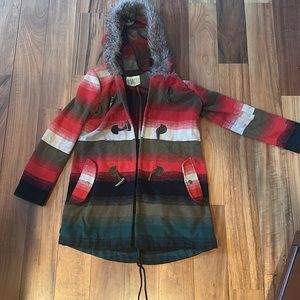 BB Dakota rainbow ombre fur Hooded Coat